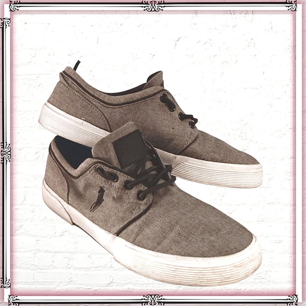 Polo Faxon Low Gray & Black Casual Sneakers Size 8.5